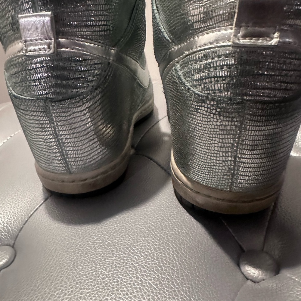 Nike WMNS Dunk SKY HI “Disco Ball” 637991-001 Metallic Silver/Glacier Ice sz 10 - Picture 7 of 9